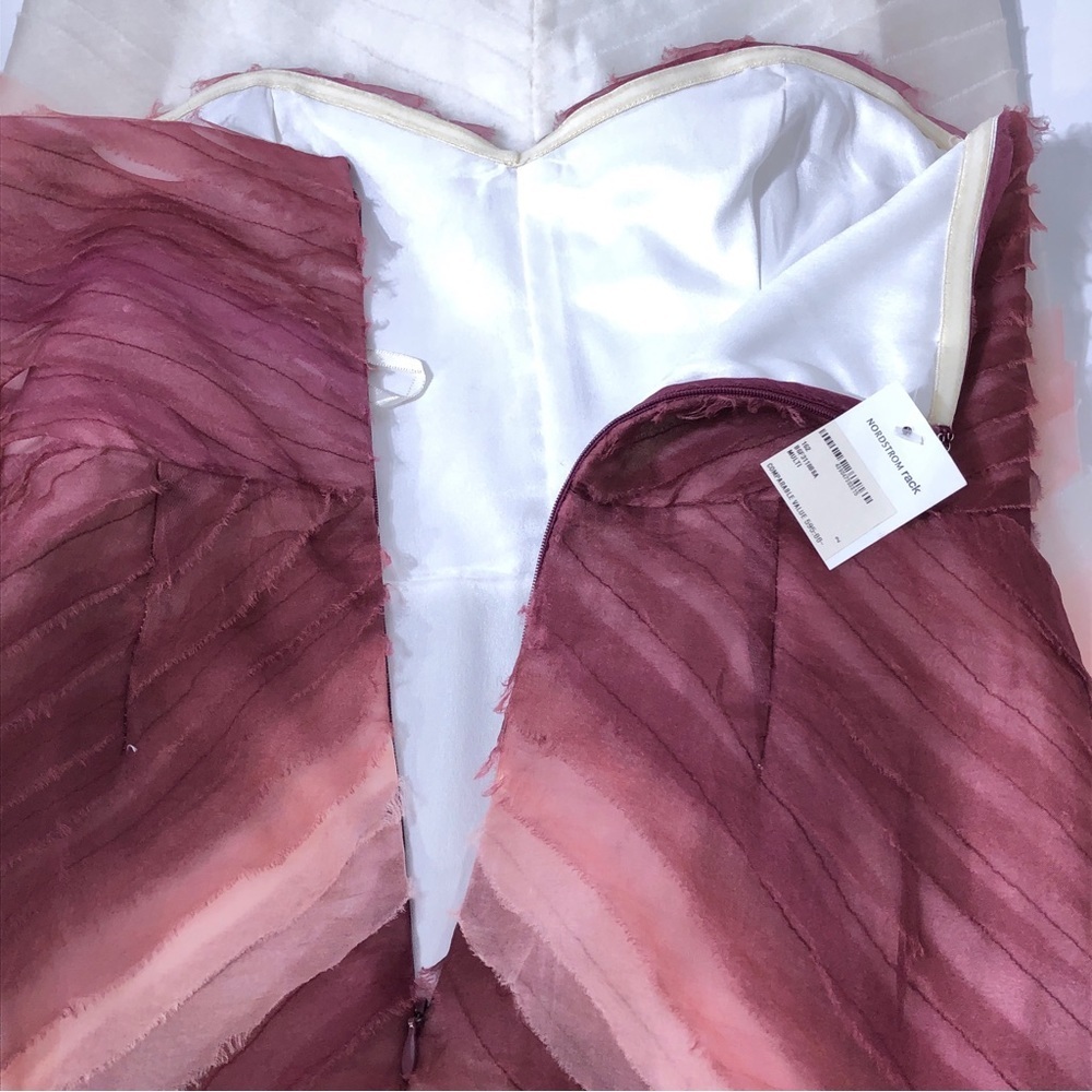 Parker Pink Silk Tiered Ombre Chiffon Strapless Sweetheart Prom Gown Maxi Dress - Picture 7 of 14